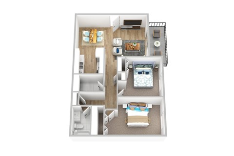 Floor plan for 2 beds, 1 bath, 880 sqft